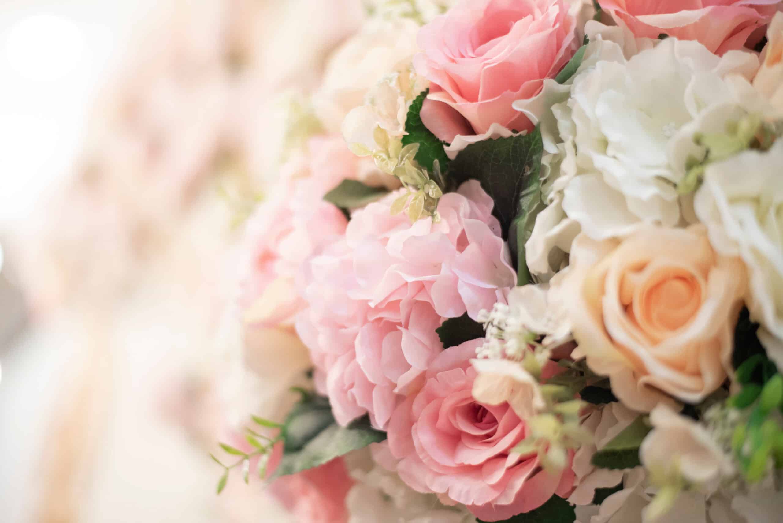 White wedding flower background and wedding decoration